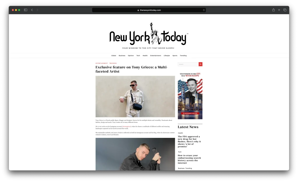 NEW YORK TODAY tony-grieco-the-new-york-times-magazine magazine de mode, tendance mode, actualités mode, créateurs mode, défilés de mode, haute couture, prêt-à-porter, mode haut de gamme, magazine lifestyle de luxe, couverture de mode, créateurs émergents, mode parisienne, magazine mode digital, magazine mode papier, magazine mode pour femme, magazine mode masculine, influenceurs mode, styles iconiques, fashion week, looks de célébrités, éditorial de mode, mode contemporaine, collections mode 2024, interviews de designers, magazine de luxe, nouvelles collections, tendances printemps-été, tendances automne-hiver, icônes de style, mode et culture, analyse des tendances, accessoires de mode, articles de mode, inspirations mode. English : fashion magazine, fashion trends, fashion news, fashion designers, runway shows, haute couture, ready-to-wear, high-end fashion, luxury lifestyle magazine, fashion coverage, emerging designers, Parisian fashion, digital fashion magazine, print fashion magazine, women's fashion magazine, men's fashion magazine, fashion influencers, iconic styles, fashion week, celebrity looks, fashion editorial, contemporary fashion, 2024 fashion collections, designer interviews, luxury magazine, new collections, spring-summer trends, fall-winter trends, style icons, fashion and culture, trend analysis, fashion accessories, fashion articles, style inspiration. Italiano : rivista di moda, tendenze moda, notizie moda, stilisti di moda, sfilate di moda, alta moda, prêt-à-porter, moda di alta gamma, rivista lifestyle di lusso, copertura di moda, stilisti emergenti, moda parigina, rivista di moda digitale, rivista di moda cartacea, rivista di moda femminile, rivista di moda maschile, influencer di moda, stili iconici, settimana della moda, look delle celebrità, editoriale di moda, moda contemporanea, collezioni moda 2024, interviste a designer, rivista di lusso, nuove collezioni, tendenze primavera-estate, tendenze autunno-inverno, icone di stile, moda e cultura, analisi delle tendenze, accessori moda, articoli di moda, ispirazioni di stile. Magazines de mode : Vogue, Harper's Bazaar, Elle, W Magazine, GQ, Vanity Fair, Esquire, The Fashionisto, i-D Magazine, L'Officiel, Fashion Week Daily, The New York Times Style, The Gentleman's Journal, Glamour, InStyle, Teen Vogue, Cosmopolitan, Allure, Numero, CR Fashion Book, Paper Magazine. Magazines lifestyle : The New York Times Style, GQ, Esquire, Vanity Fair, The Gentleman's Journal, Forbes Lifestyle, Men's Health, Women's Health, Monocle, Kinfolk, Domino, The Financial Times: How to Spend It, Architectural Digest, Highsnobiety, Complex, The Cut, Fast Company, Bon Appétit, Elle Decor, Harper's Bazaar, Refinery29. Magazines LGBT : Attitude Magazine, Out Magazine, The Advocate, Gay Times, Pink News, Queer Life, LGBT Weekly, Curve Magazine, Gay Star News, Planet Rock, Xtra Magazine, Têtu, Gay Times, QX Magazine, LGBTI News, The Gay UK, Into Magazine, FTM Magazine, Blaché Magazine, Proudly Magazine.